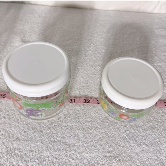 Vintage 80s KIG Indonesia Glass Fruit Flower Canister Set (3) - Picture 11 of 12